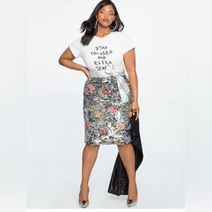 Eloquii Sequin and Embroidered Pencil Skirt Sz 18